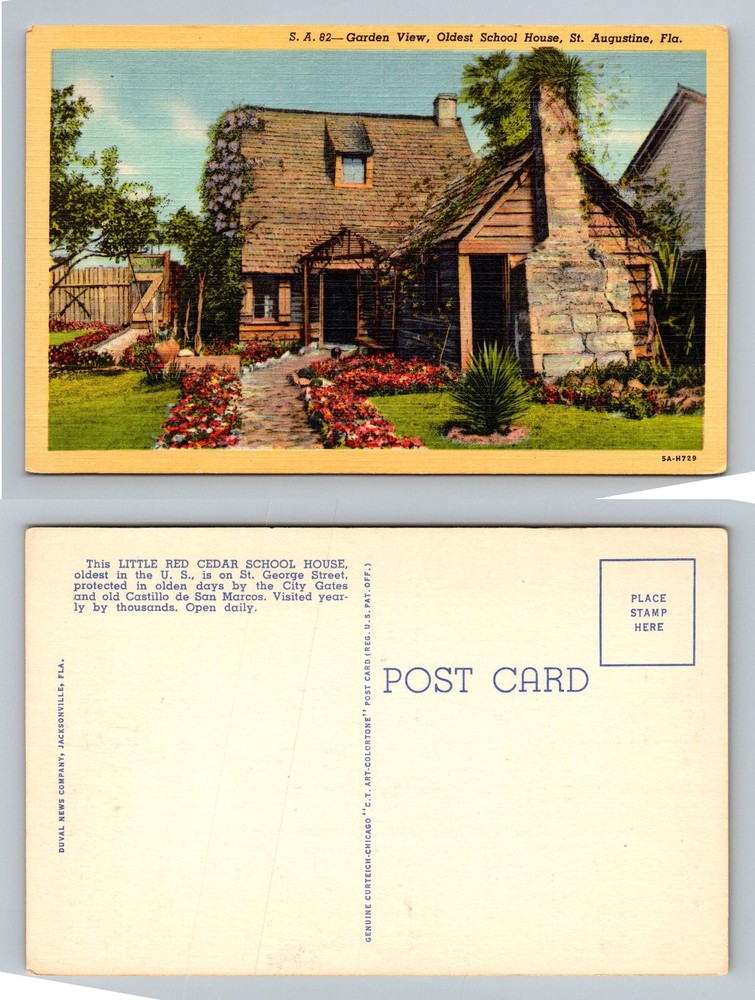 St. Augustine, FL-Florida, Oldest School House Garden View Vintage Postcard