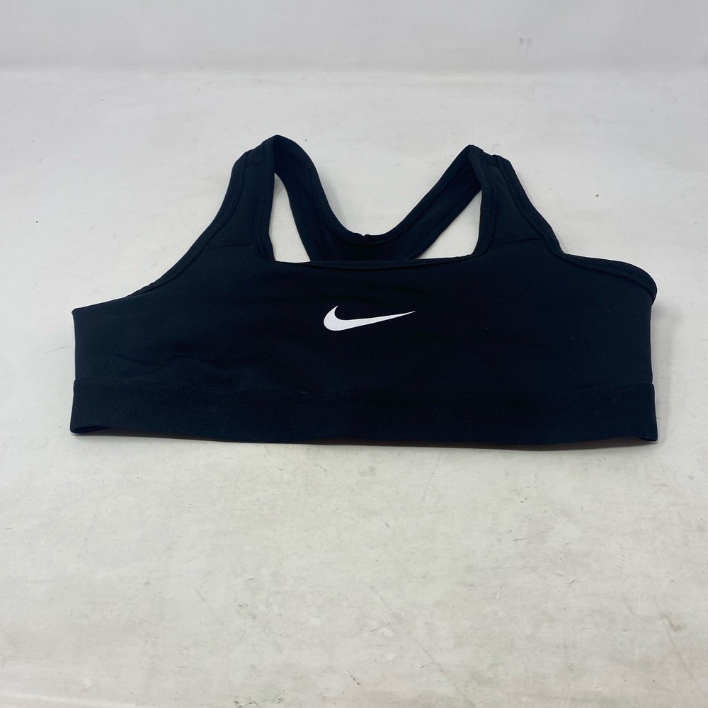 Nike Girls Dri-FIT Swoosh Sports Bra Black/White Size M