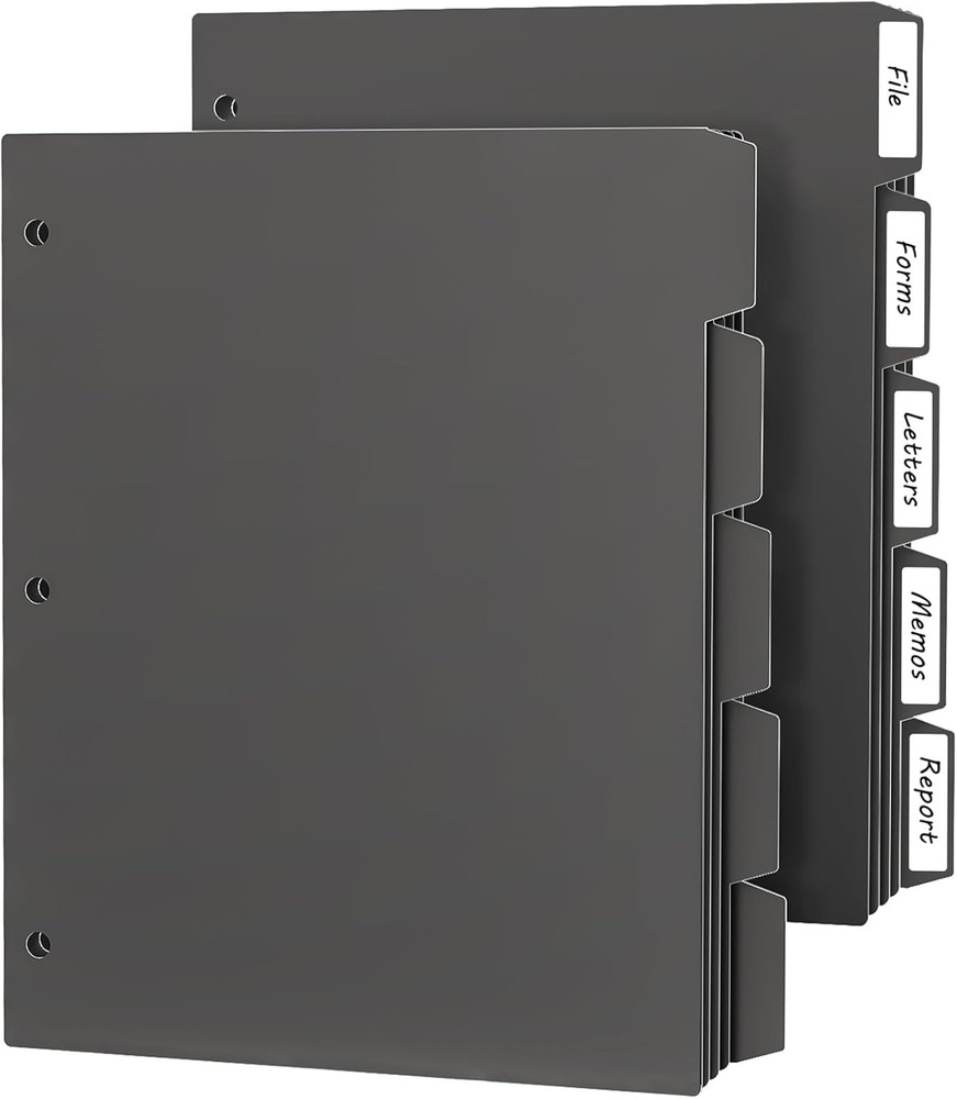3 Ring Binder Dividers with 5 Tabs, 10 Pcs Binder Dividers, 1/5 Cut Letter Size