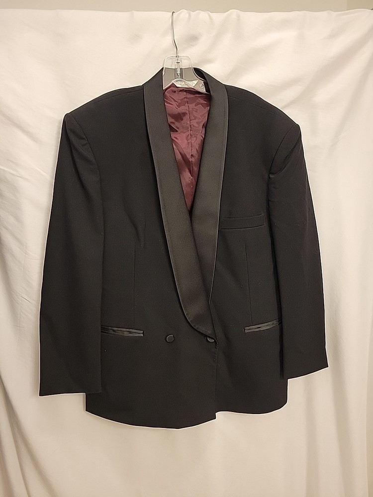 Henry Grethel VTG Tuxedo Jacket Blazer Smoking Dinner 42 S Black Formal USA
