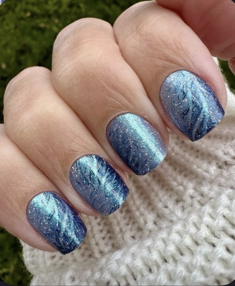 Color Street Nail Polish Strips~Frost Bright~Light Blue Gray Navy Frost Glitter