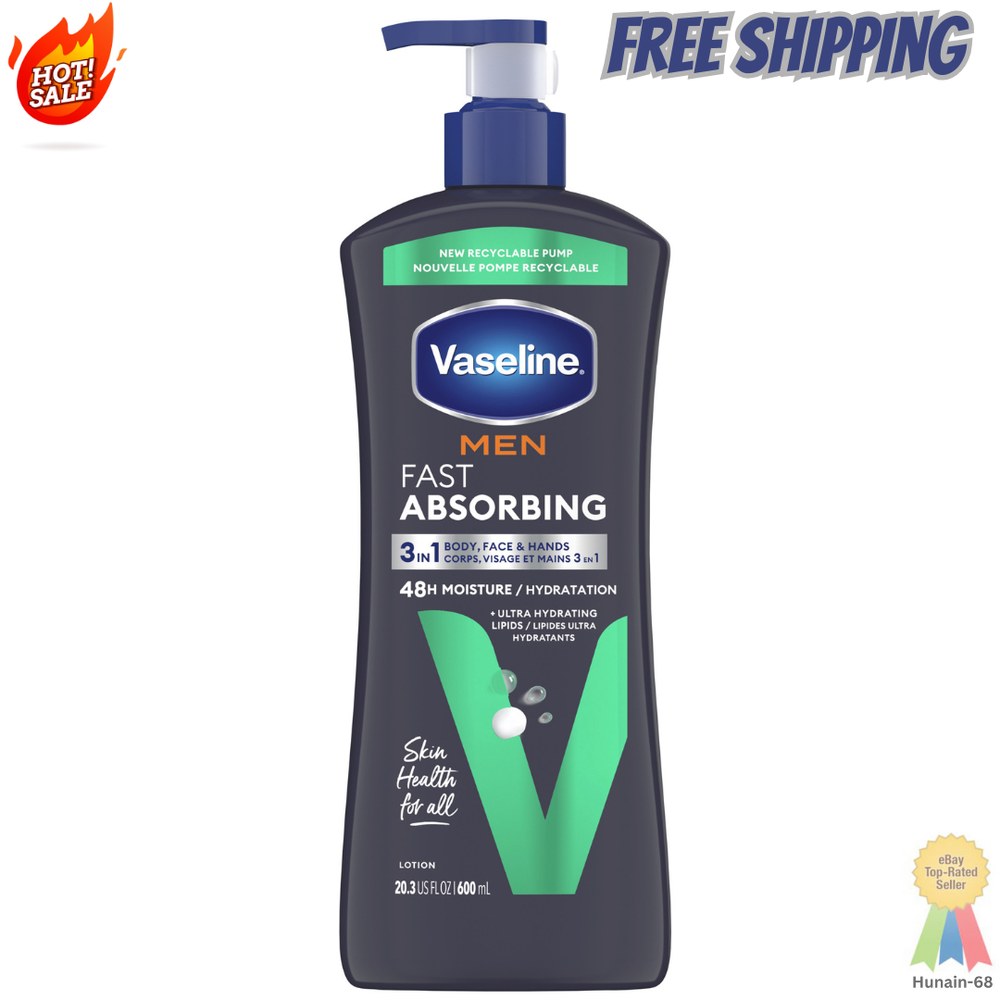 Vaseline Men Fast Absorbing 3-in-1 Face Hands Body Lotion 20.3 oz