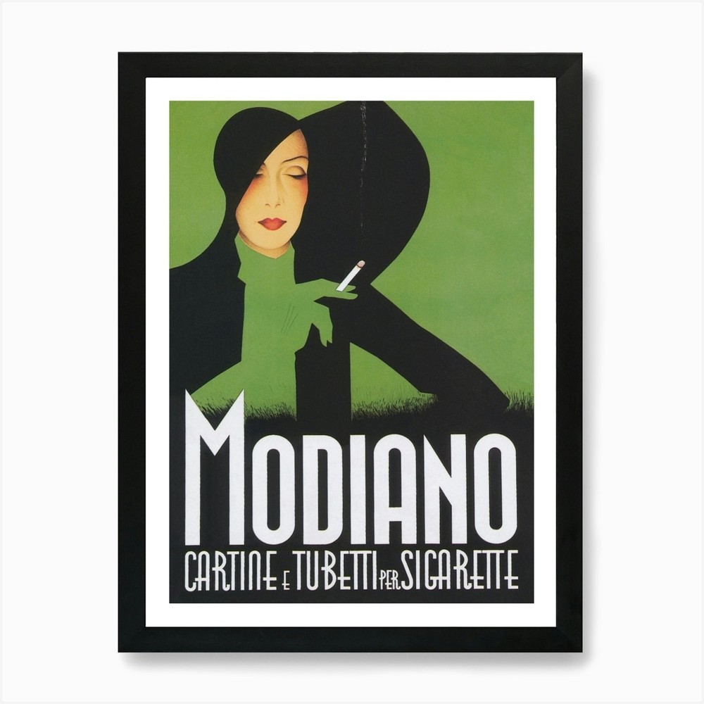 Modiano Woman Smoking a Cigarette V Framed Wall Art Poster Canvas Print Picture