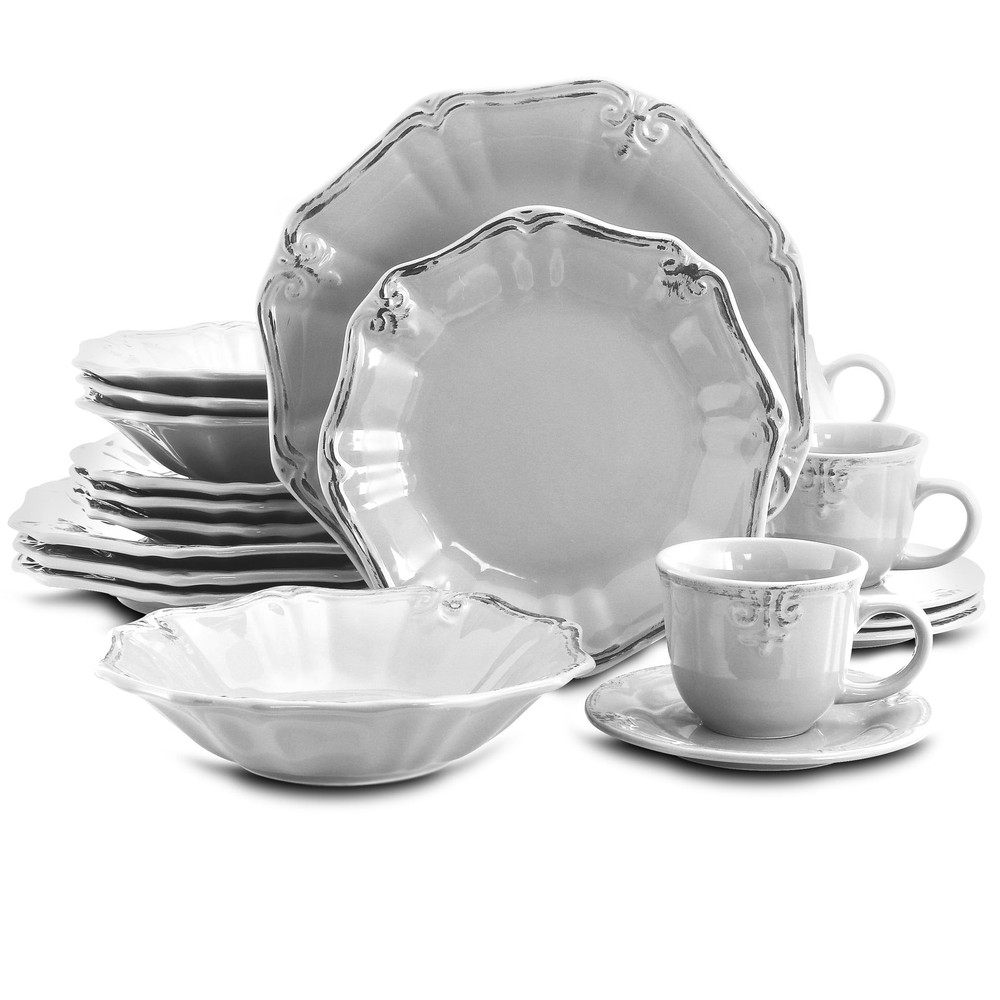 Fleur De Lys 20-Piece Dinnerware Set in White