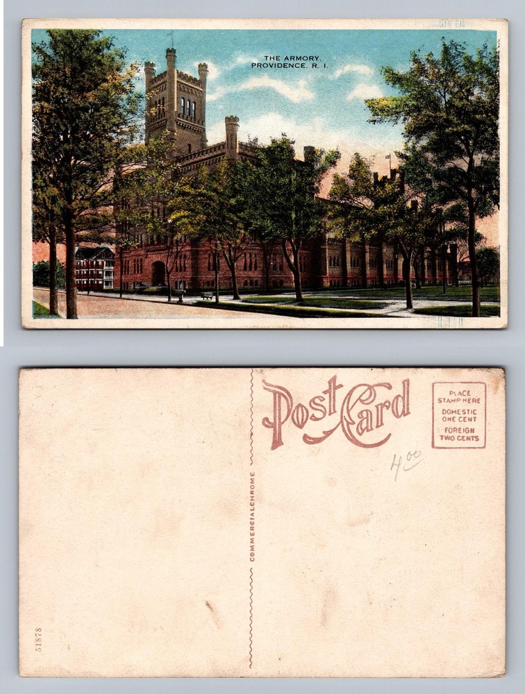 Providence, RI-Rhode Island, Armory Castle Building View PC Vintage Postcard