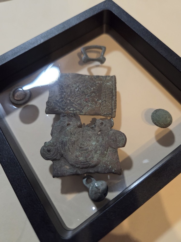 Lot Of 6~ Ancient Bronze  Relics~ Viking/ Roman/ Medieval~ In A Standing Display