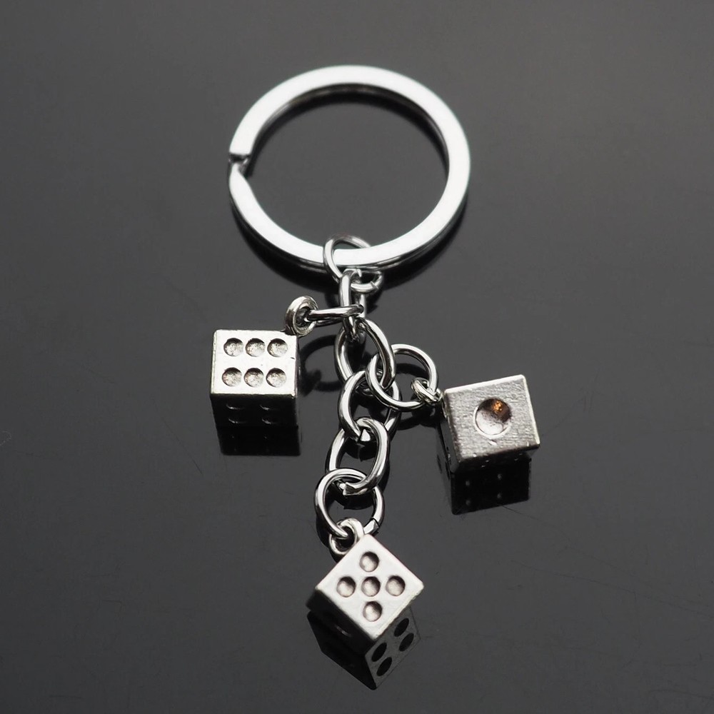 3 Dice Keychain Keyring Car Bag Keychain Key Holder Men Casino Gambler Cool Gift