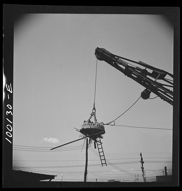 Washington DC 1942 Scrap Salvage Campaign Electro-Magnet Freight Car Junkyard