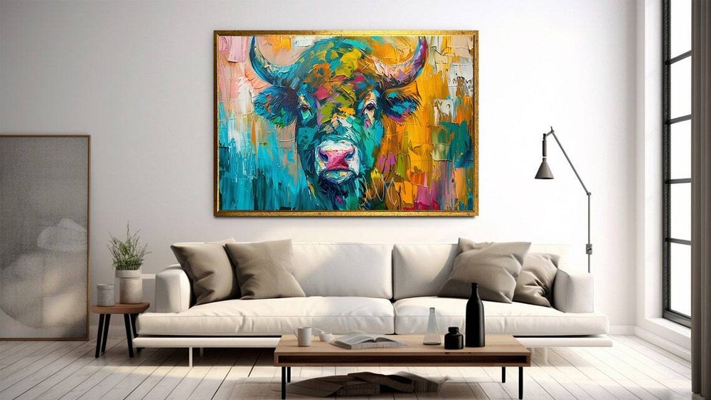 Colorful Ox Wall Art Canvas Unframed Print Art