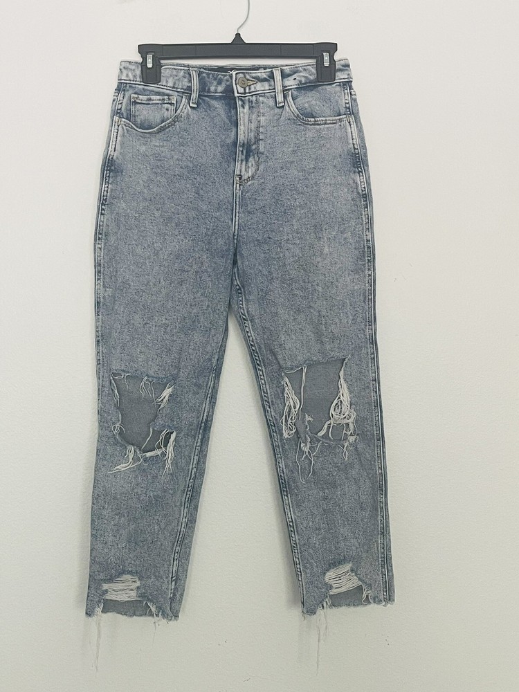 Hollister Ultra High Rise Mom Jeans Distress Stretch Women’s Size 7s w28 L25