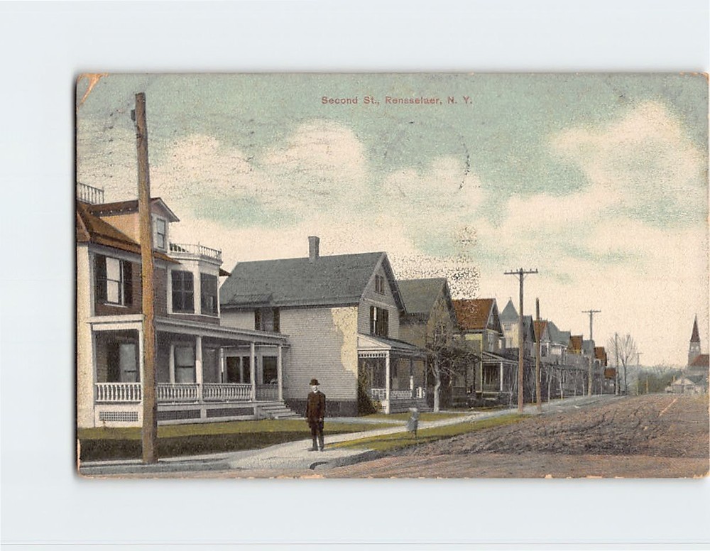 Postcard Second Street Rensselaer New York USA