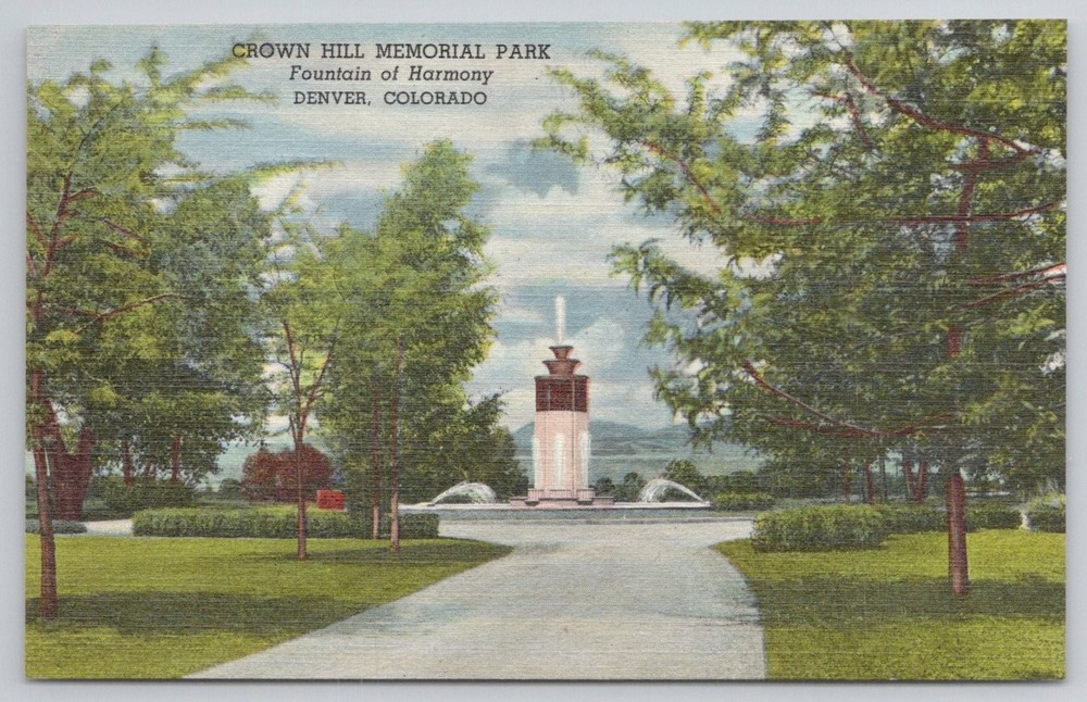 Crown Hill Memorial Park Fountain of Harmony Denver CO 1936 Postcard