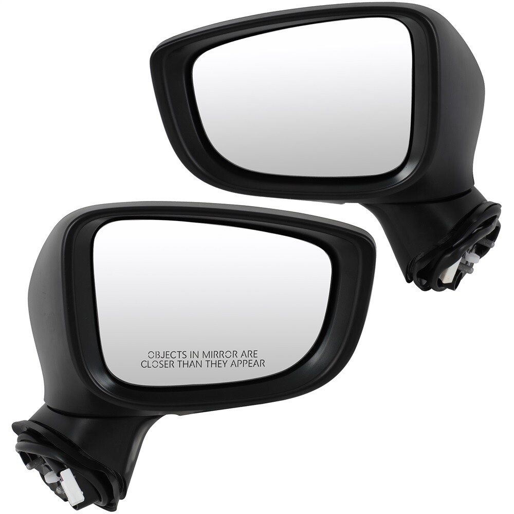 Power Turn Signal Manual Fold Pair Tow Mirrors For 17-19 Mazda 3 Black Textured