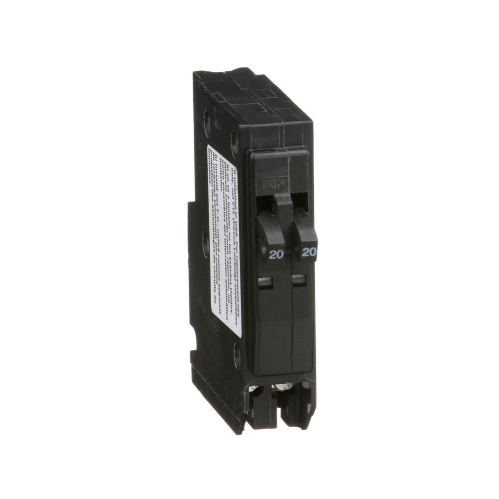 Square D - Tandem Mini Circuit Breaker, QO, 2 X 1 Pole at 20A, 120/240VAC, 10Ka,