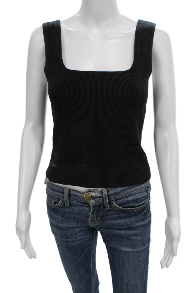 Reformation Womens Black Square Neck Sleeveless Basic Tank Size MFree Shipping in US $100+ Orders | $6.95 Orders Below