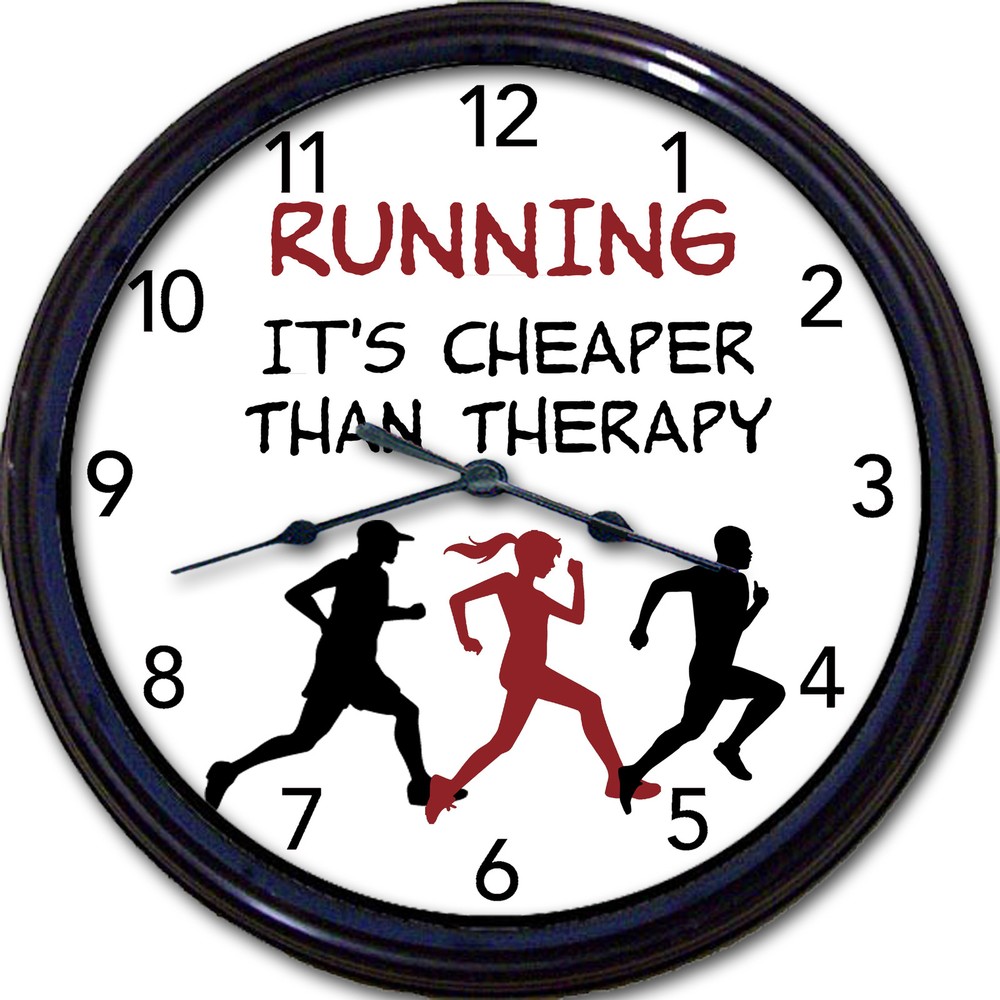Running It's Cheaper Than Therapy Wall Clock Exercise Track Runner Jogger New