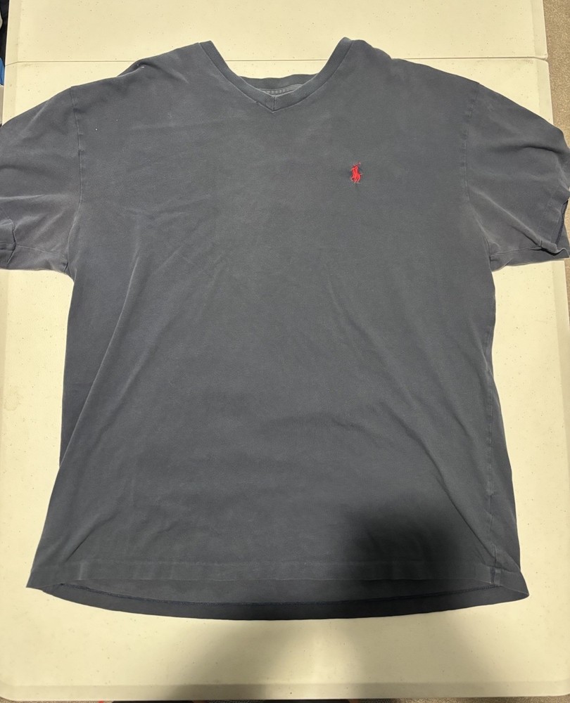Polo Ralph Lauren Navy Blue Short Sleeve T-Shirt V Neck Men’s Medium