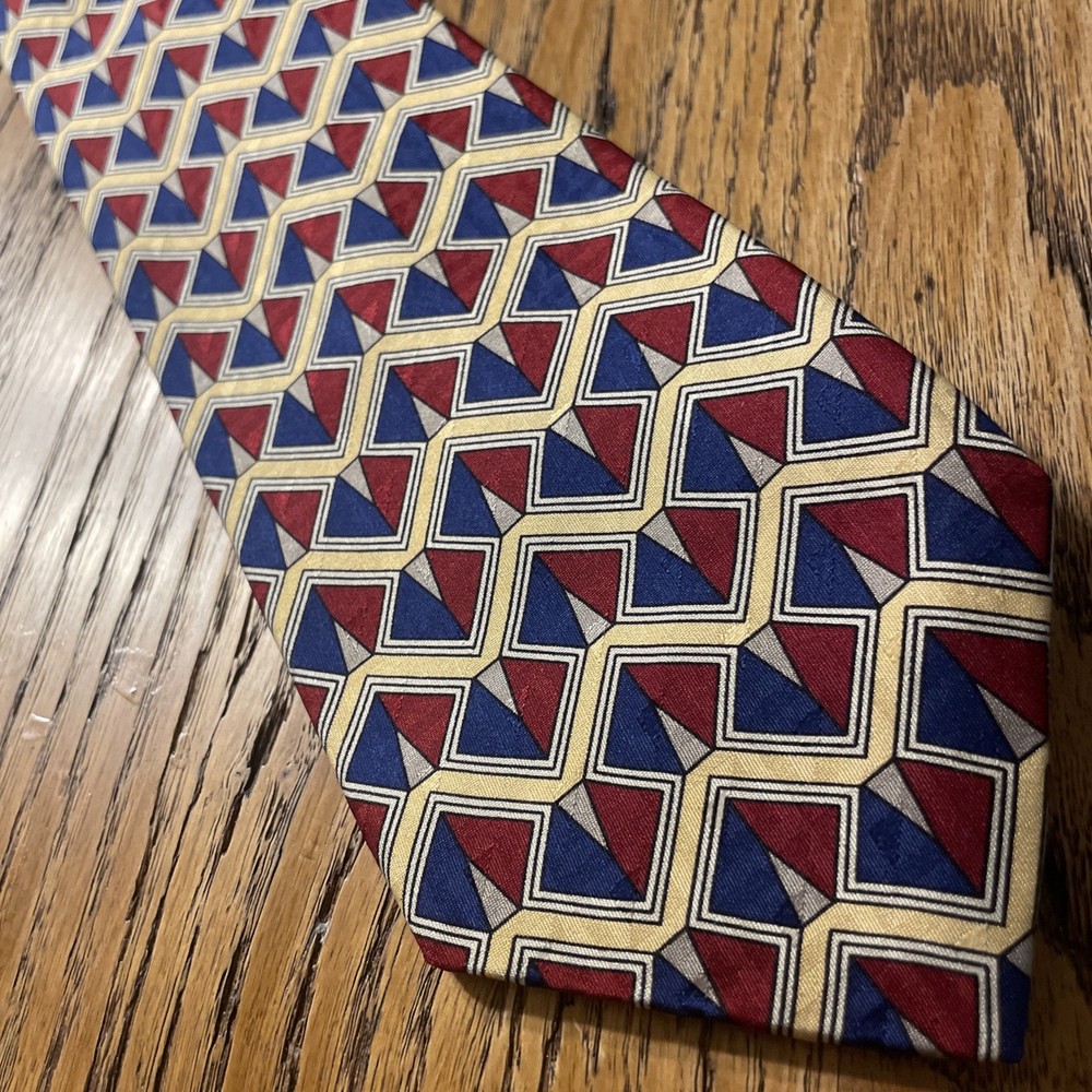 Vintage EUC Rooster Geometric Silk Tie Men’s Necktie USA Made