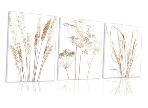 Beige Botanical Canvas Wall Art Set of Wrapped Canvas 12×16in yellow botanical