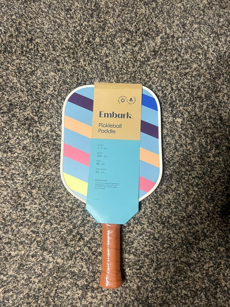 Brand New Embark Pickleball Paddle 7.7 Oz Carbon Stripe & 4 Used Pickleballs