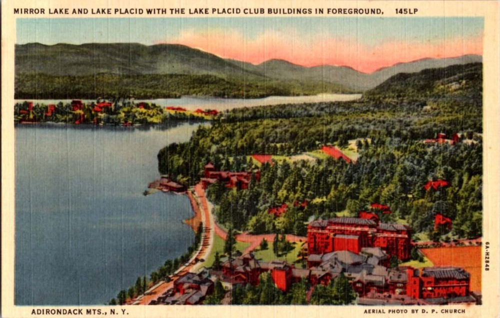 Linen WATER SCENE Adirondacks - Inlet & Saranac & Lake George & Placid NY BJ9004