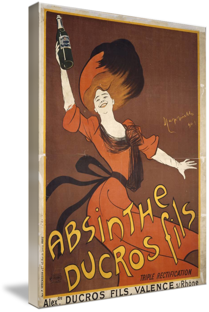 Vintage Cappiello Absinthe Ducros Fils Advertisement - Premium Canvas Art Print, Retro French Poster Wall Decor, Classic Absinthe Advertising Artwork-image