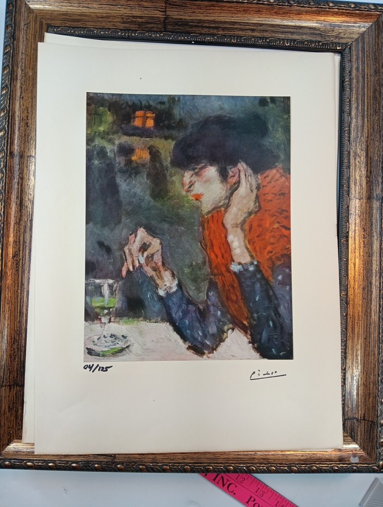 Pablo Picasso's Vintage Print,The Absinthe Drinker, Signed Hand Tipped Print 04-image