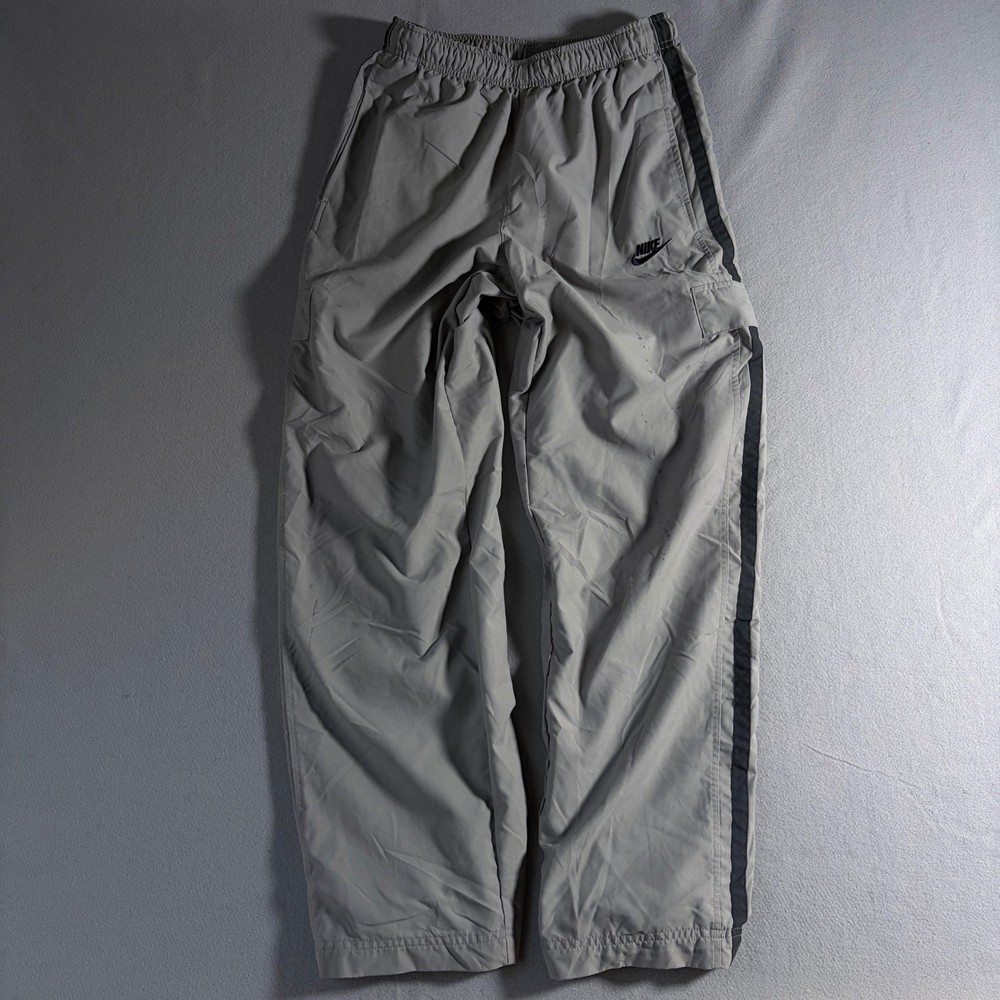 Nike Mens Track Pants Grey Black Side Stripe Mesh Lined Windbreaker Size M