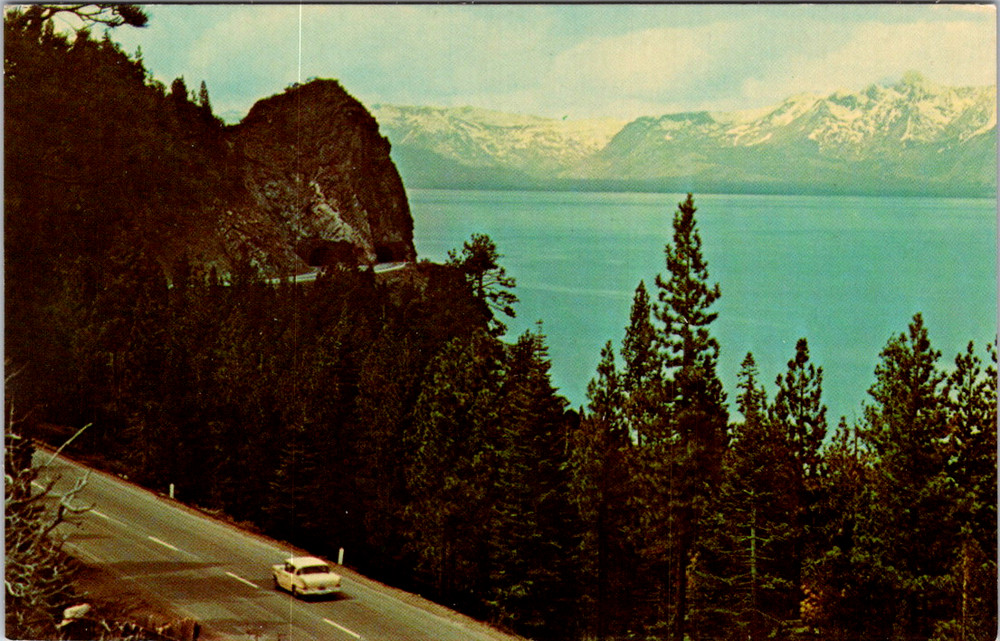 Vintage Postcard Lake Tahoe California Cave Rock Tunnels