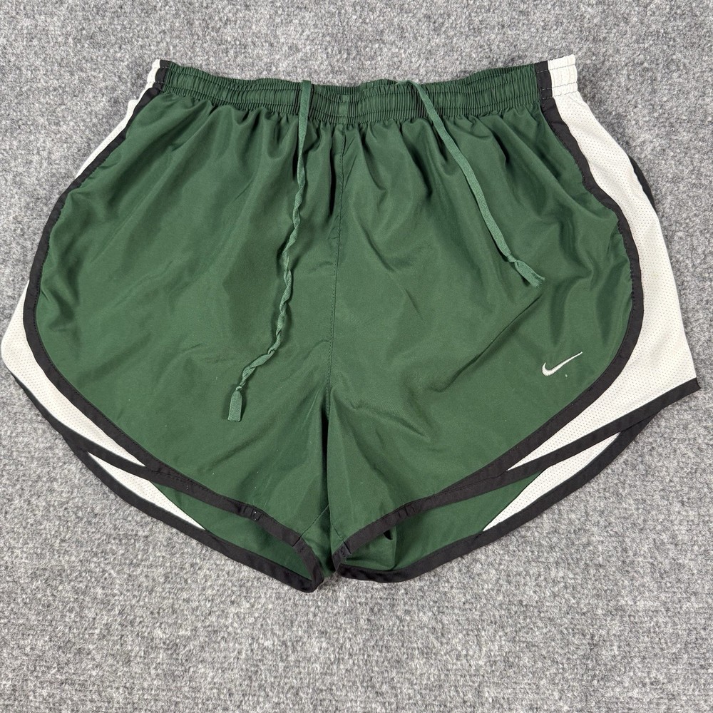 🟢 Nike Tempo Track Shorts Womens M Green White Running Athletic Dri Fit Active
