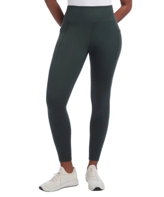 NEW Danskin Satin Stitch Women's S 7/8 Legging  Evergreen w/ Pockets SIZE SMALL