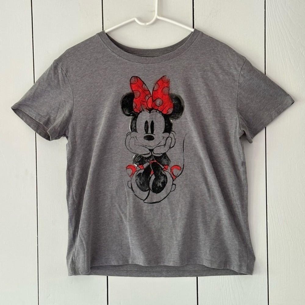 Disney Minnie Mouse Women’s Gray Tee T-shirt Sz L Vintage Style