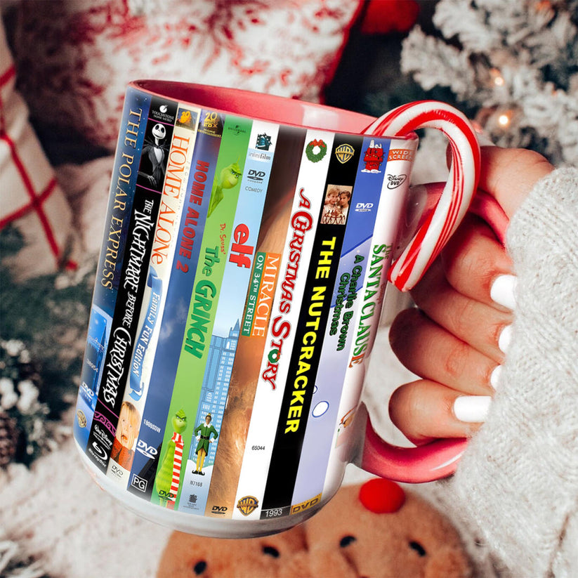 Classic Christmas VHS Movie Accent Mug, Festive Coffee Cup, Xmas Movie-image