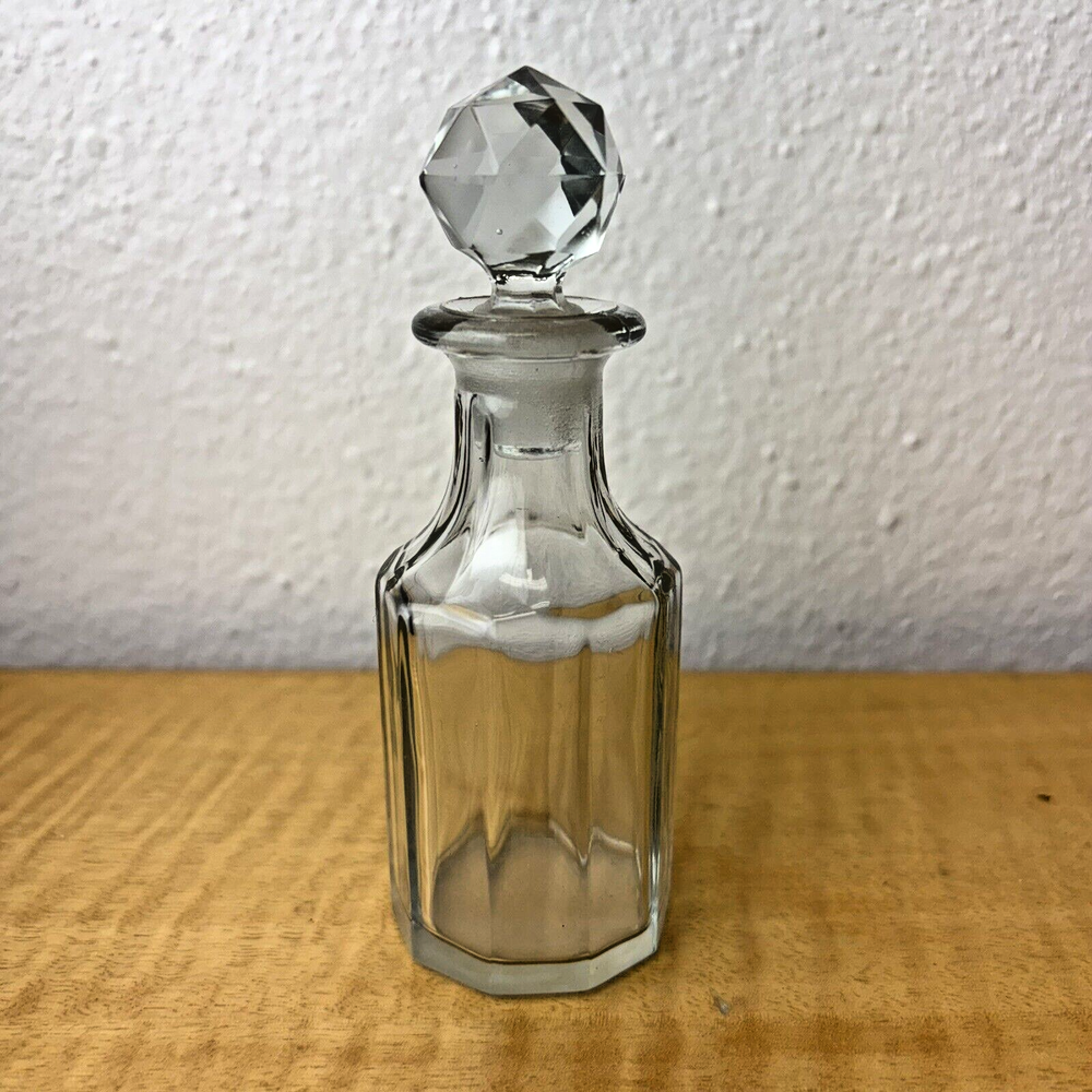 Vintage Fine Cut Glass Unique Shape Perfume Bottle