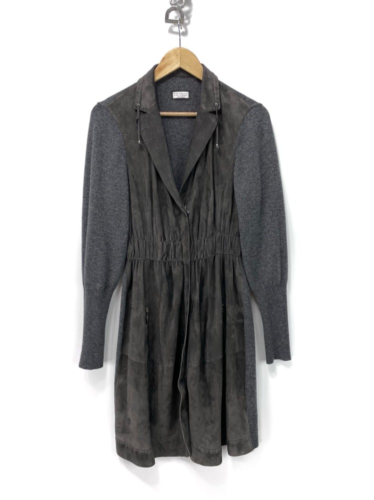 Brunello Cucinelli Wool & Leather Dress, Size S/M (Tag XL)