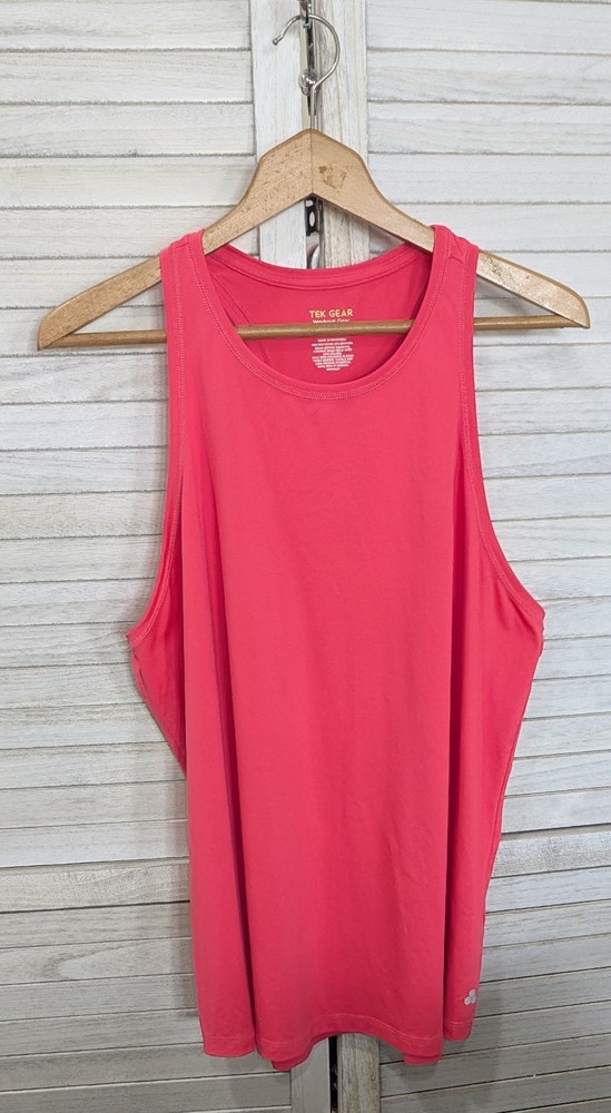 Tek Gear Workout Neon Coral Racerback Tank Top Sz XL Poly Blend