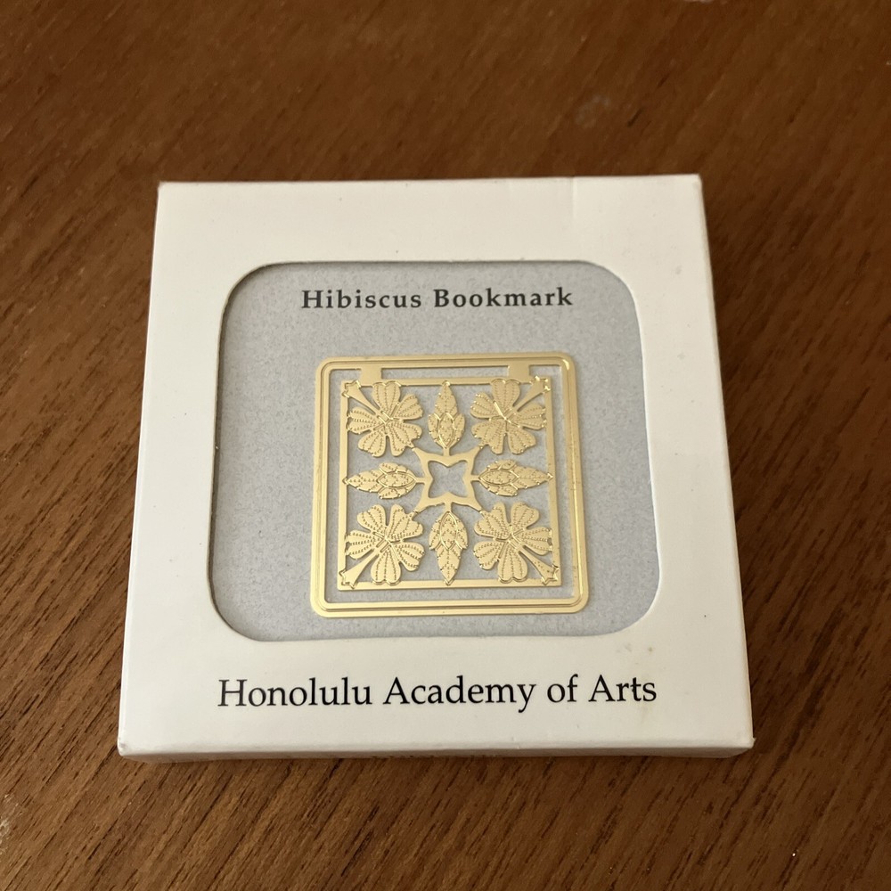 Vintage Gold Tone Hibiscus Bookmark Honolulu Academy Of Arts 1994-2001-image