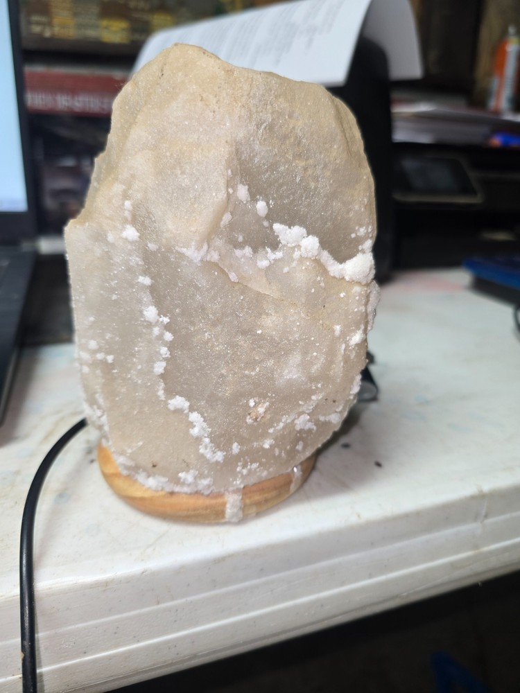 Natural Himalayan Salt Crystal Lamp with Wooden Base – USB/Electric Powered