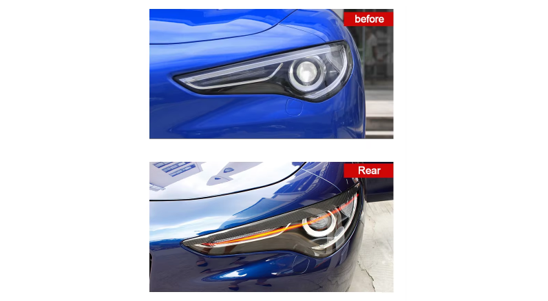 Carbon Fiber Car Headlight Lamp Eyebrow Decoration Cover for Alfa Exterior Decor