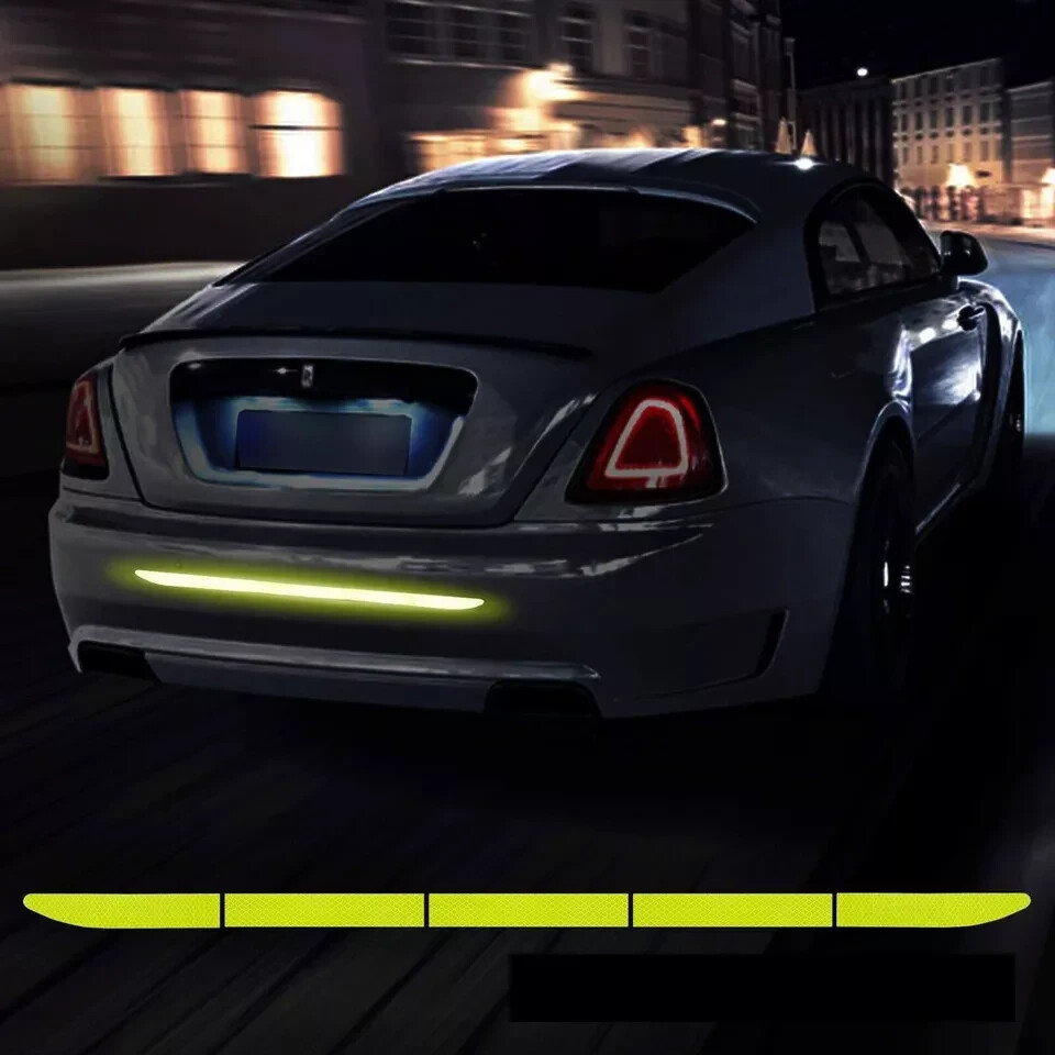 High-Visibility Yellow Reflective Bumper Stickers for Night Safety - Universal Car Fit