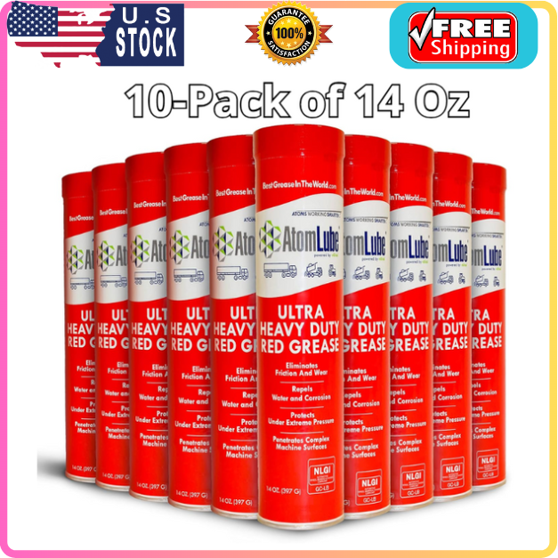 Ultra Heavy Duty Red Grease, 10-Pack of 14 Oz. | Waterproof Lubricant & High ...