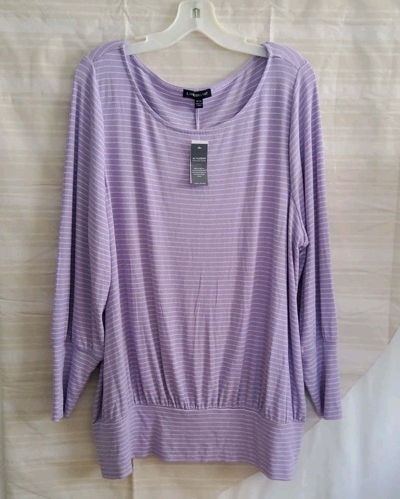 Lane Bryant Lavander And White Striped Blouson-Style Top Pullover Size 18/20 NWT