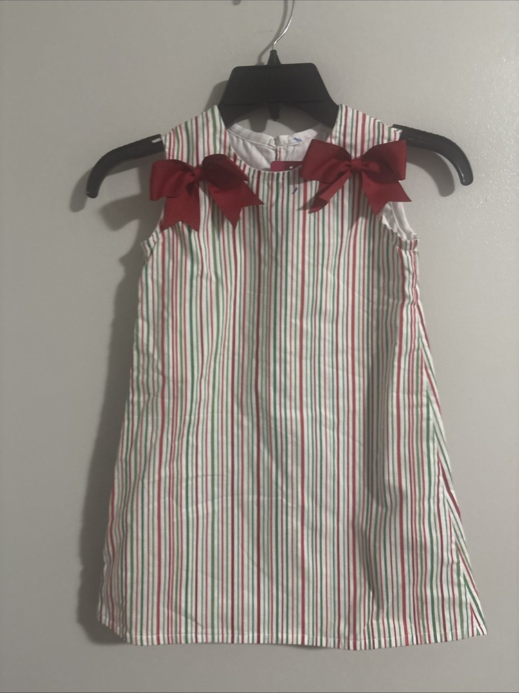 girls dress striped size 6 bows cotton