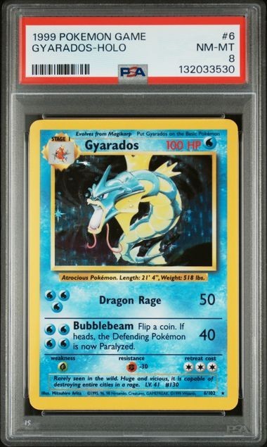 Pokemon Base Set Gyarados 1999 #6 Holo Psa 8RCH IS ACCEPTING CONSIGNMENTS! UP TO 95% PAYOUTS!