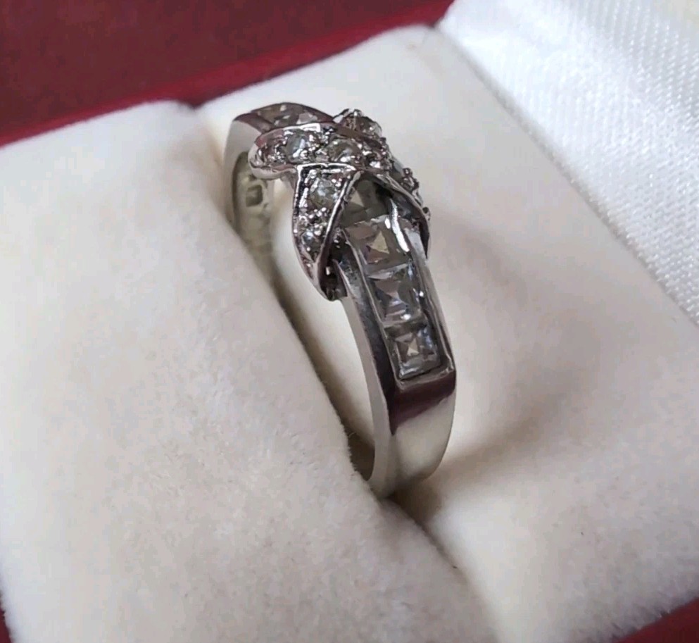 Sterling Silver 925 Cubic Zirconia Love Knot Ring Size 9