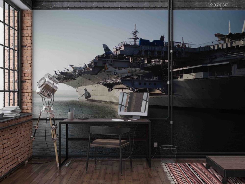 3D Sea Aircraft Carrier Military Wall Murals Wallpaper Murals Wall Sticker