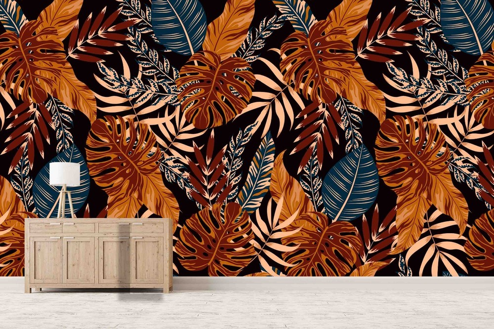 3D Plants Leaves Watercolor Pattern Wall Murals Wallpaper Murals Wall Sticker 2