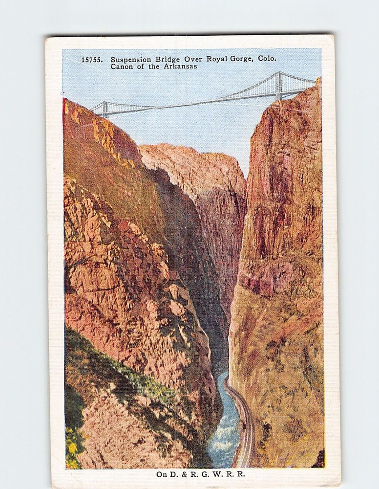 Postcard Suspension Bridge Over Royal Gorge Colorado USA
