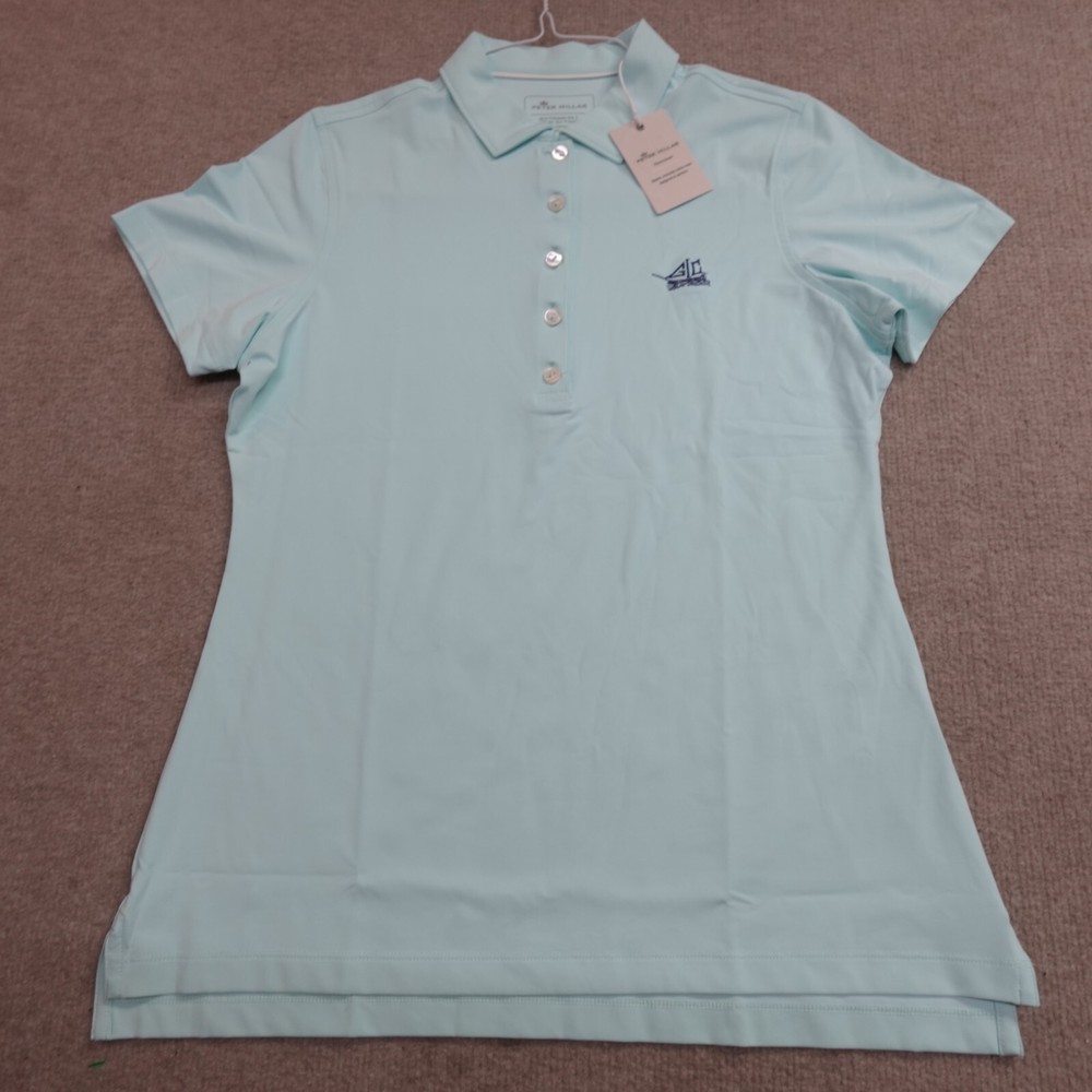 Peter Millar Womens Small Blue Gibson Island Club Long Sleeve Polo Shirt NEW