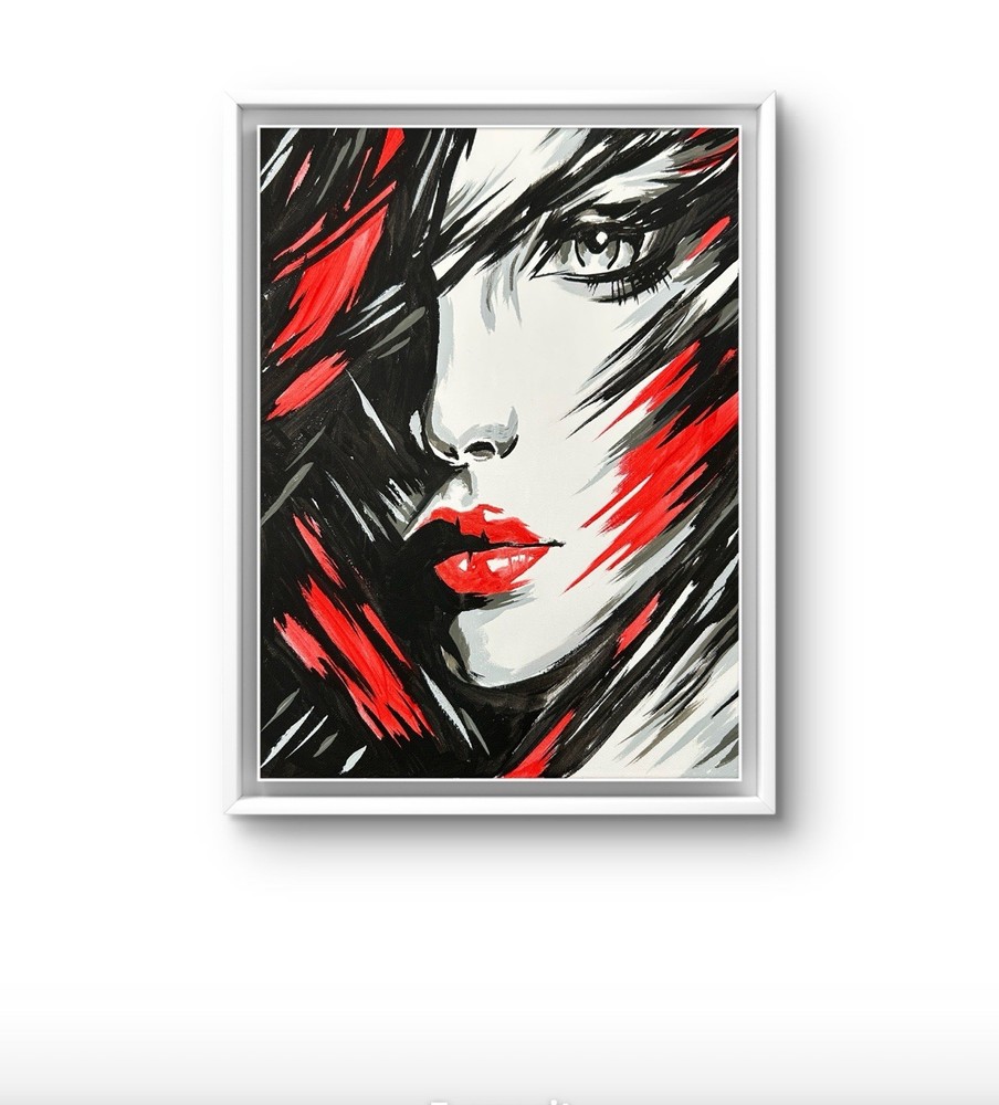 14x11 canvas Original Abstract Woman Portrait Paint Modern Wall Art Home Decor